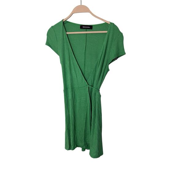 reformation tulip wrap dress in green matcha dress new size small - Picture 1 of 4